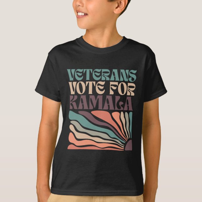 Camiseta Veteranos Votam Harris 2024 Eleição Kamala Harris  (Frente)