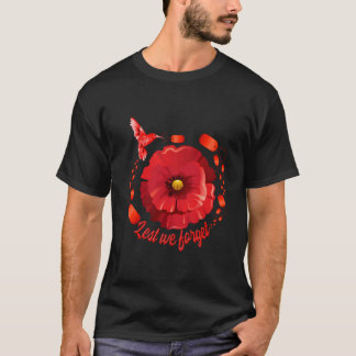 Camiseta Veterans Day Lest We Forget Red Poppy Flower Usa M