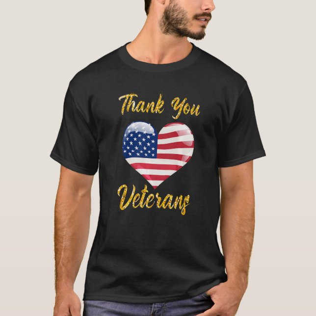 Camiseta Veterans Day with American flag for Men Dad Women  (Frente)