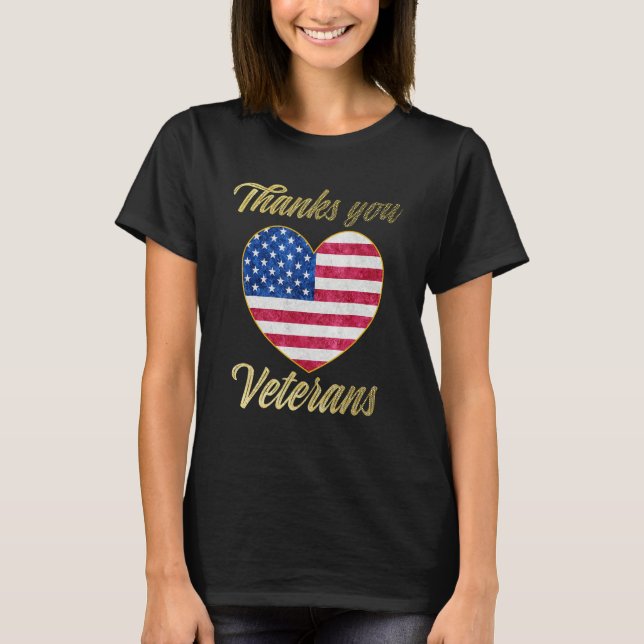 Camiseta Veterans Day with American flag for Men Dad Women  (Frente)