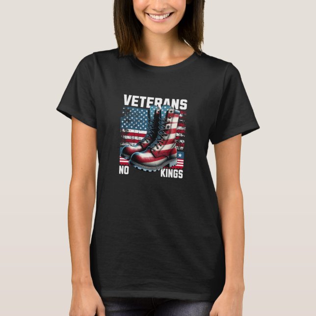 Camiseta Veterans No Kings Military Protest USA Flag Americ (Frente)