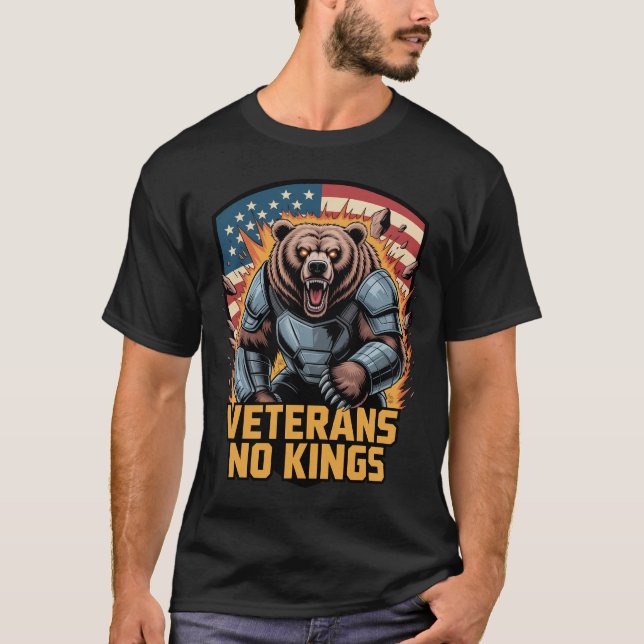 Camiseta Veterans No Kings Urso Gráfico (Frente)