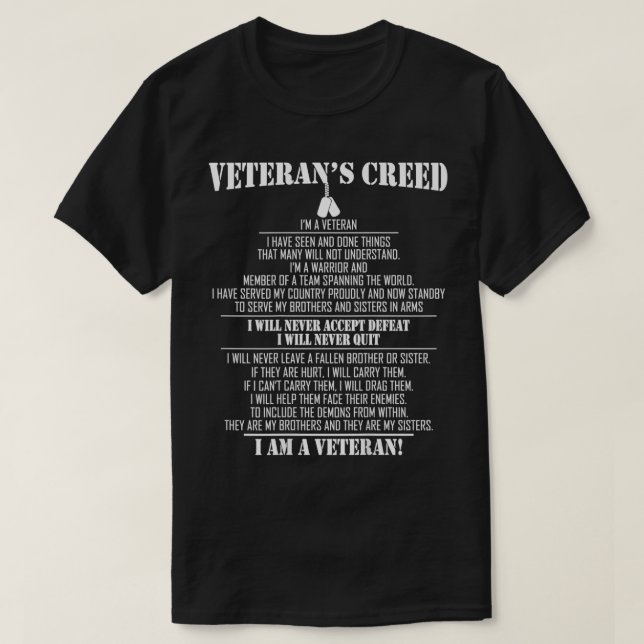 Camiseta Veteranx27s creed Ix27m um veterano (Frente do Design)