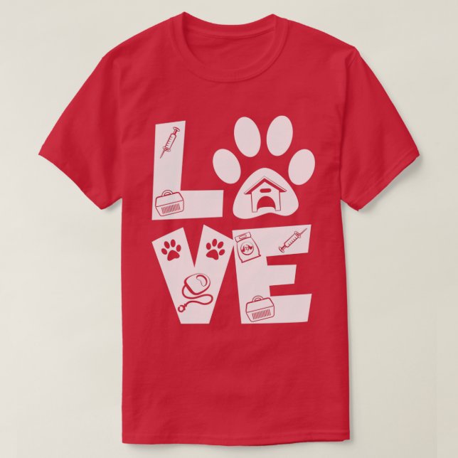 Camiseta Veterinária da Tecnologia de Animais de Amor (Frente do Design)