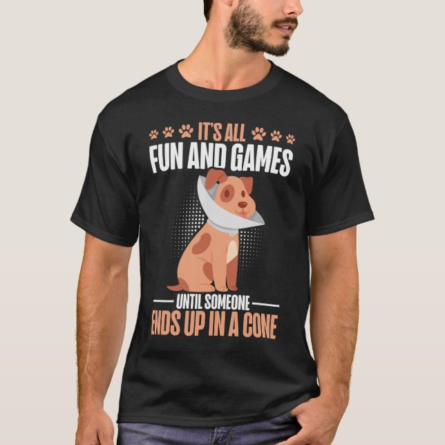 Camiseta Veterinária da Vet Tech Dog Cone Humor (Frente)