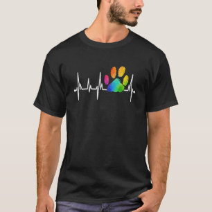 Camiseta Veterinário Fofo Coração Batimento Impressão Pata