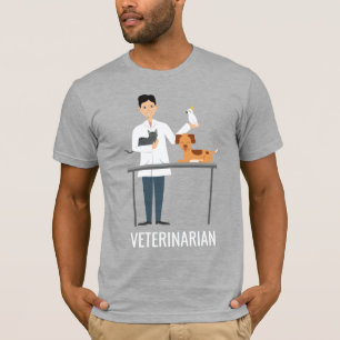 Camiseta Veterinário Homem Com Animais & Texto Personalizad