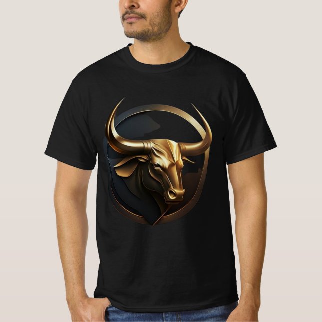 Camiseta "Vetor Bull: Logotipo Preto e Dourado" (Frente)