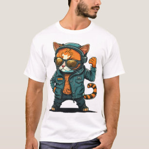 Camiseta Vetor Cat Character T-Shirt