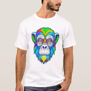 Camiseta Vetor de Arte Rosto Gorila Velha