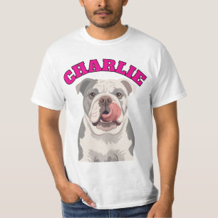 Camiseta Vetor de Bulldog Inglês Mal-Humorado Lambendo o Na
