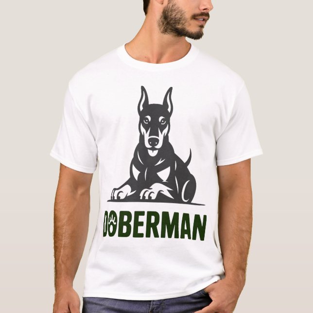 Camiseta Vetor de Cachorro Doberman 2 Cores (Frente)
