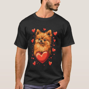 Camiseta Vetor de Cachorro Pomerânia do Dia dos Namorados
