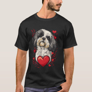 Camiseta Vetor de Cachorro Shih Tzu do Dia dos Namorados