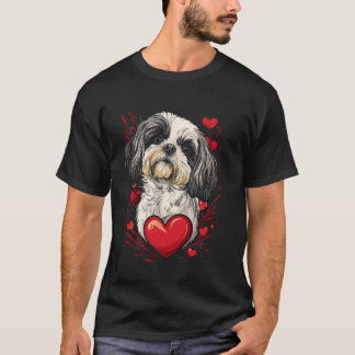 Camiseta Vetor de Cachorro Shih Tzu do Dia dos Namorados