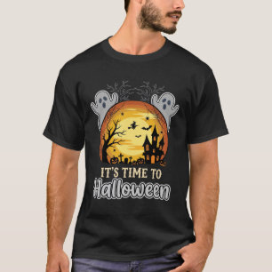 Camiseta Vetor de Fantasmas e Cemitério Assombrado de Hallo