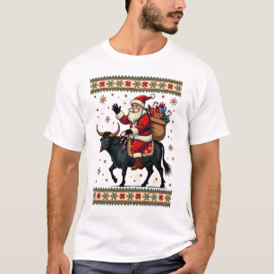 Camiseta Vetor de Natal de Papai Noel Vintage montado em Va