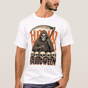 Camiseta Vetor de Pilha de Caveira Ceifador de Halloween
