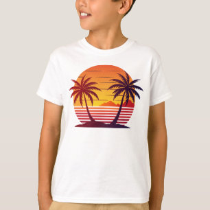 Camiseta Vetor de pôr do sol com palmeiras
