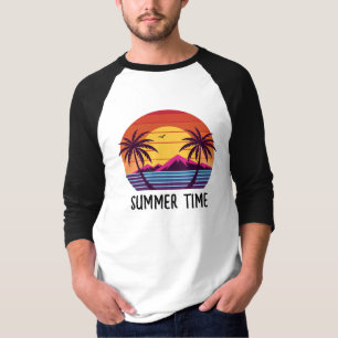 Camiseta Vetor de pôr do sol com palmeiras