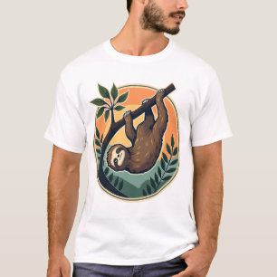 Camiseta Vetor de Preguiça Vintage Símbolo de Vida Selvagem