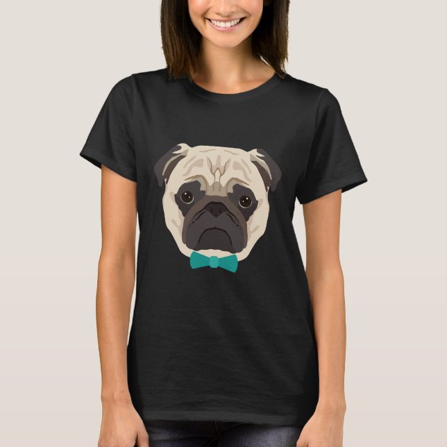 Camiseta Vetor de rosto de pug fofo 967 (Frente)