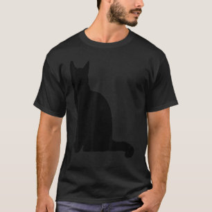 Camiseta Vetor de Silhueta de Gato Preto Sentado Recortado