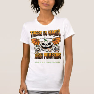 Camiseta Vetor de Terror de Lua Cheia de Abóbora Mágica de