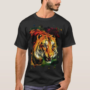 Camiseta Vetor de Tigre de Bengala com Ponta de Círculo Cor