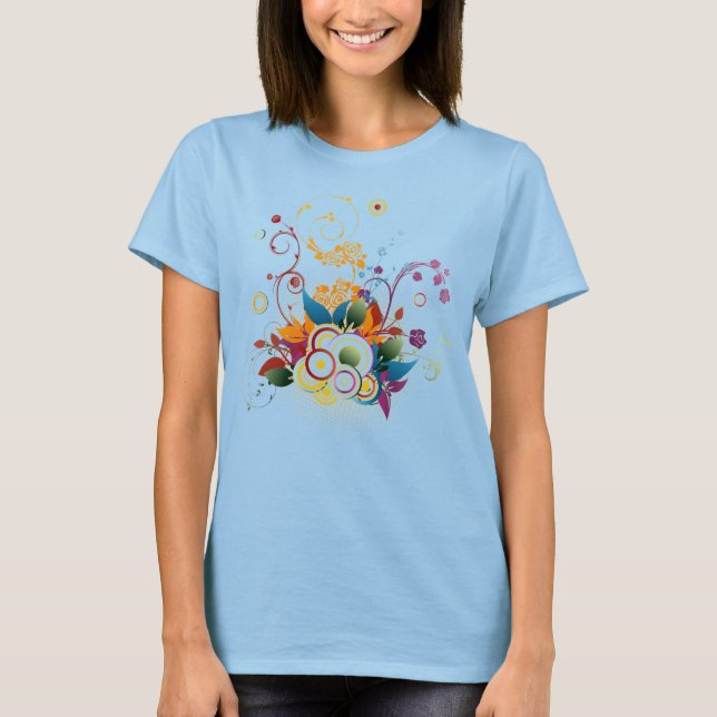 Camiseta Vetor design floral T-Shirt (Frente)