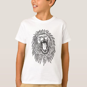 Camiseta vetor preto-branco-leão