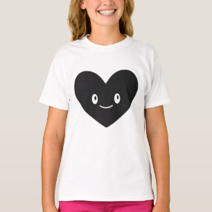 Camiseta Vetorial de Coração Preto Sorrindo