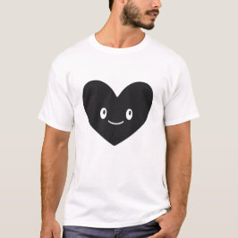 Camiseta Vetorial de Coração Preto Sorrindo Design
