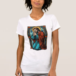 Camiseta Vetorial Figura Religiosa Orando Vintage