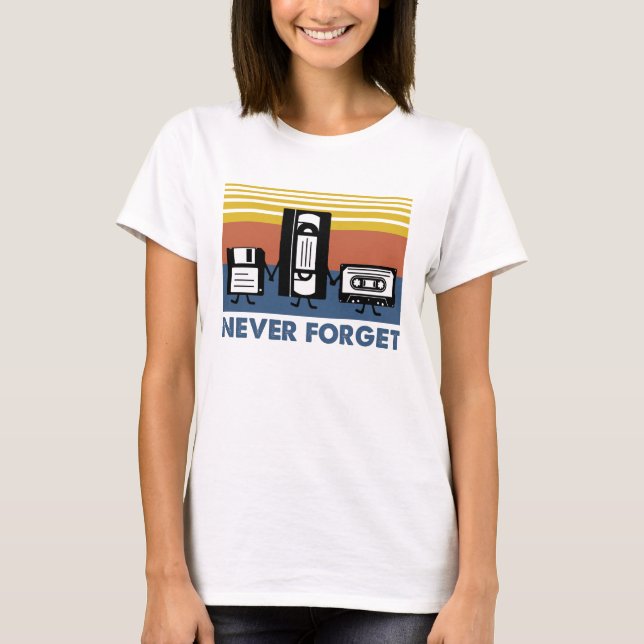 Camiseta VHS Never Forget Cassette Tape 80s Retro (Frente)