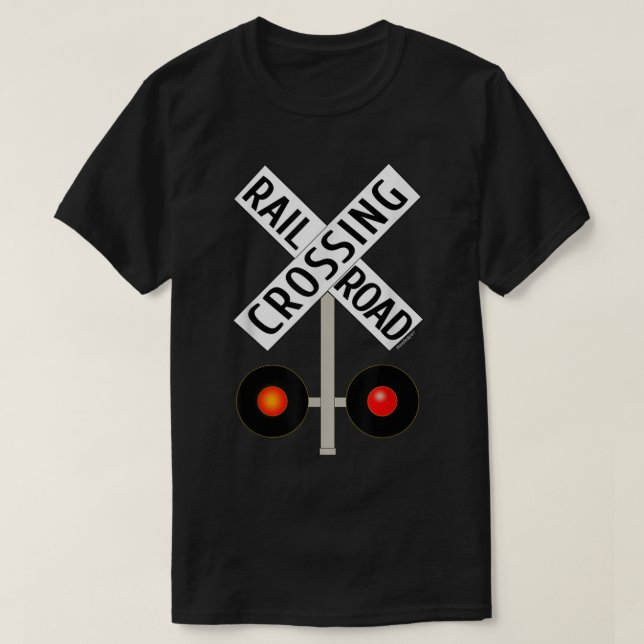 Camiseta Via férrea do comboio atravessando com sinalização (Frente do Design)