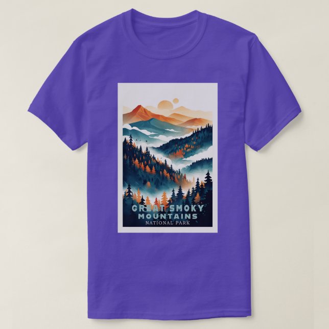 Camiseta viagem 16 do Parque Nacional dos Montanhas do Enfu (Frente do Design)
