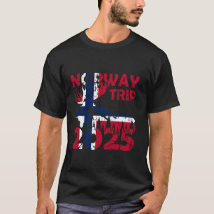 Camiseta Viagem à Noruega 2025 Bandeira Noruega