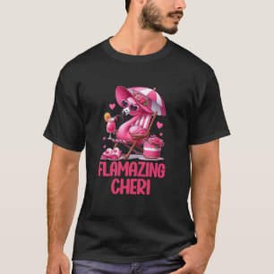 Camiseta Viagem à Praia Tropical do Flamingo Rosa Cheri Fla