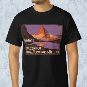 Camiseta Viagem Antiga, Montanha Matterhorn na Suíça