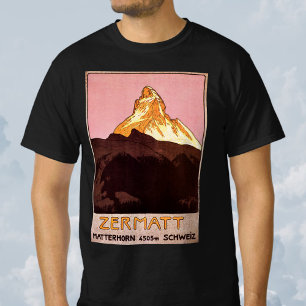 Camiseta Viagem Antiga, Montanha Matterhorn, Suíça