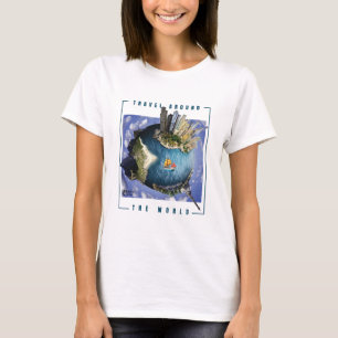 Camiseta Viagem ao redor do mundo branco feminino
