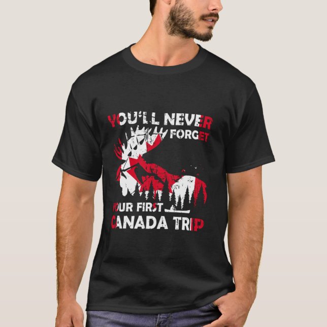Camiseta Viagem Canadá Bandeira Alce Canadá (Frente)