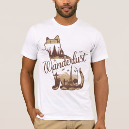 Camiseta Viagem Cat World Landmarks T Shirt | Wanderlust