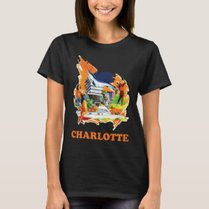 Camiseta Viagem Charlotte Skyline Meados do Século