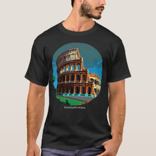 Camiseta Viagem, Coliseu, Roma, Texto Personalizado, Retroa