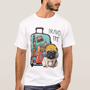 Camiseta Viagem com Na moda Pug