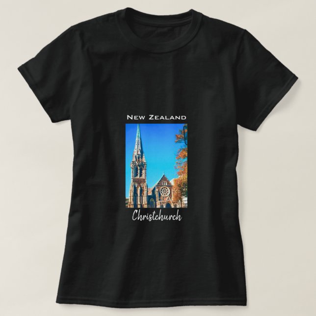 Camiseta Viagem da Catedral de ChristChurch, Nova Zelândia (Frente do Design)