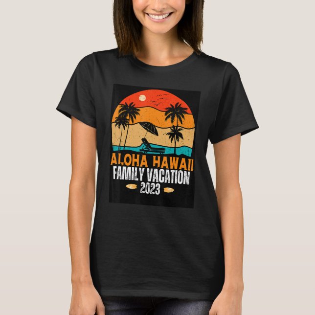 Camiseta Viagem da Família Aloha Hawaii 2023 Summer Beac (Frente)