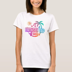 Camiseta Viagem de aniversário com tema tropical e praia